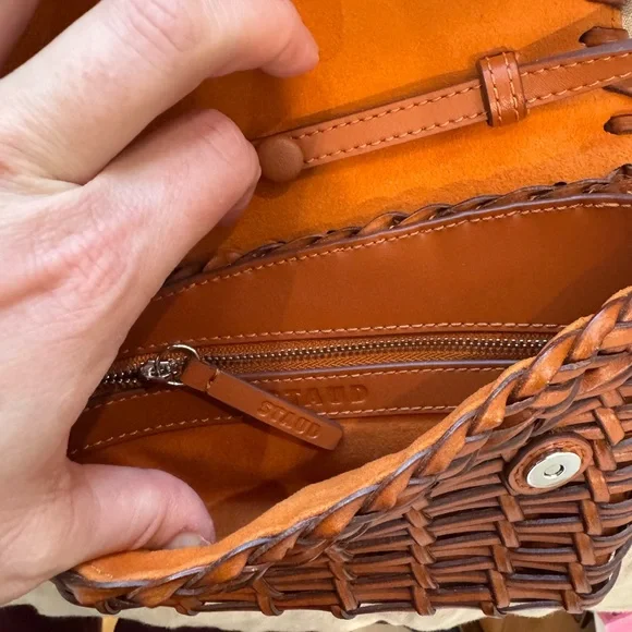 STAUD Tan Woven Leather Crossbody Bag - Picture 3 of 5